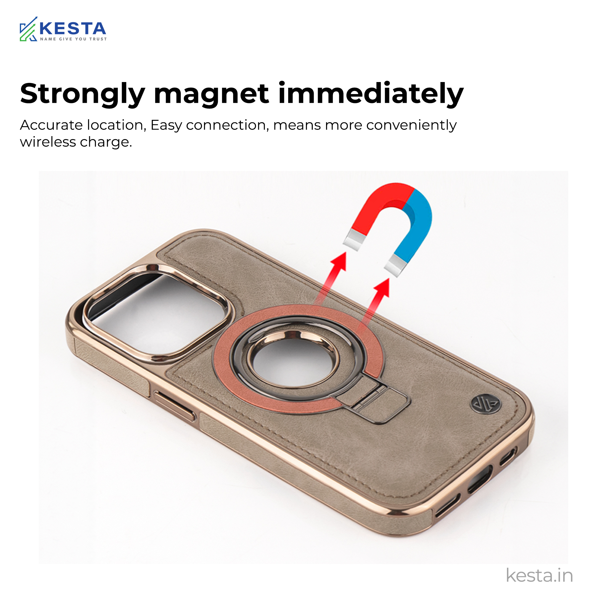 iPhone 15 Plus Cover - Classy Elite Desert Leather Case (Built-In Magnetic Ring Holder)
